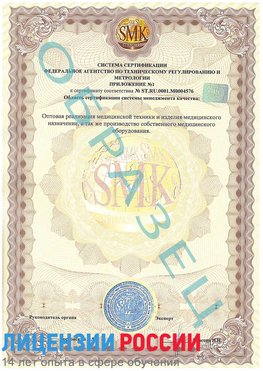 Образец сертификата соответствия (приложение) Пикалево Сертификат ISO 13485
